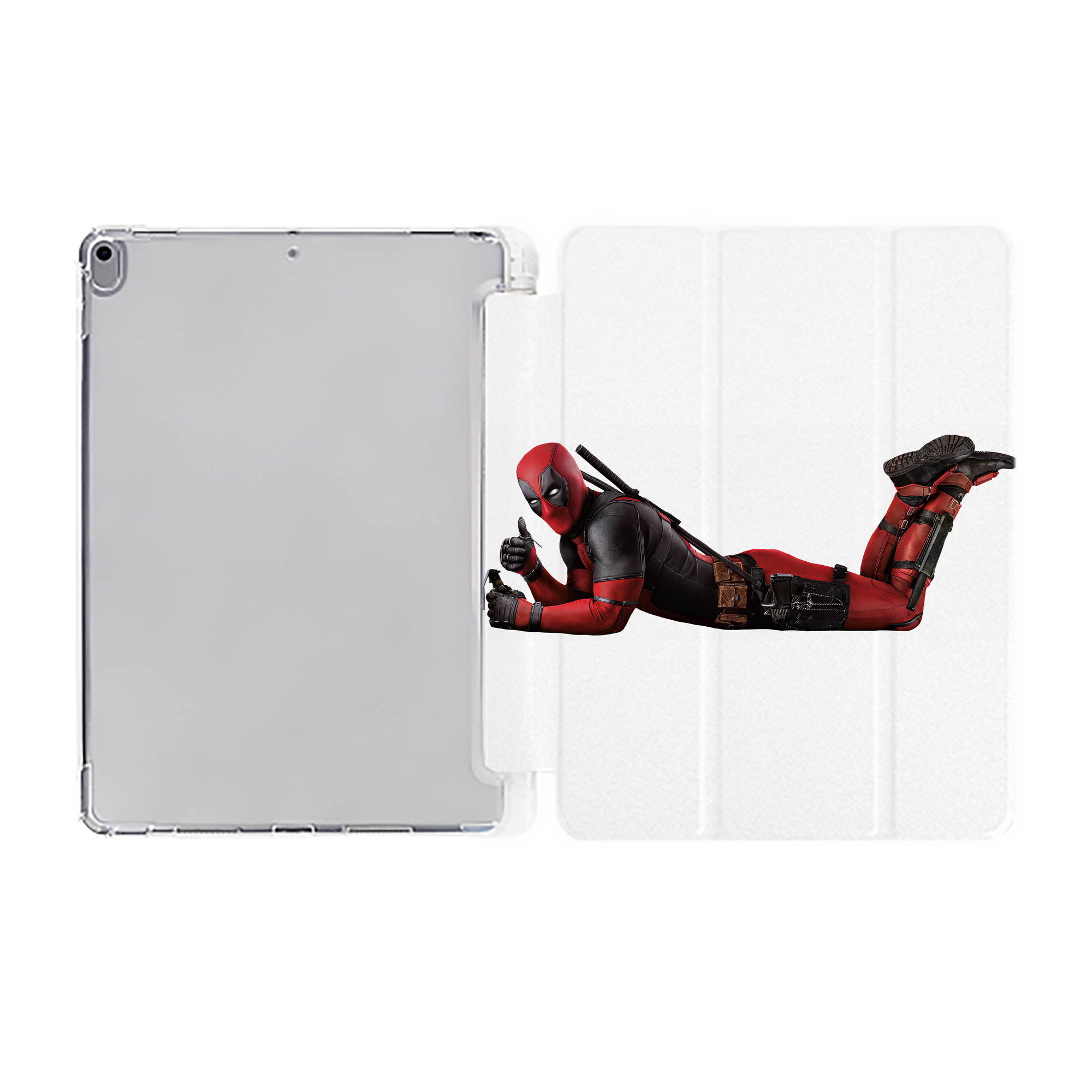 （画像用） Deadpool デッドプール IPad ケース ペン収納付き 三つ折りスタンド PUレザー×シリコン 対応機種9.5/10.5/10.9インチ